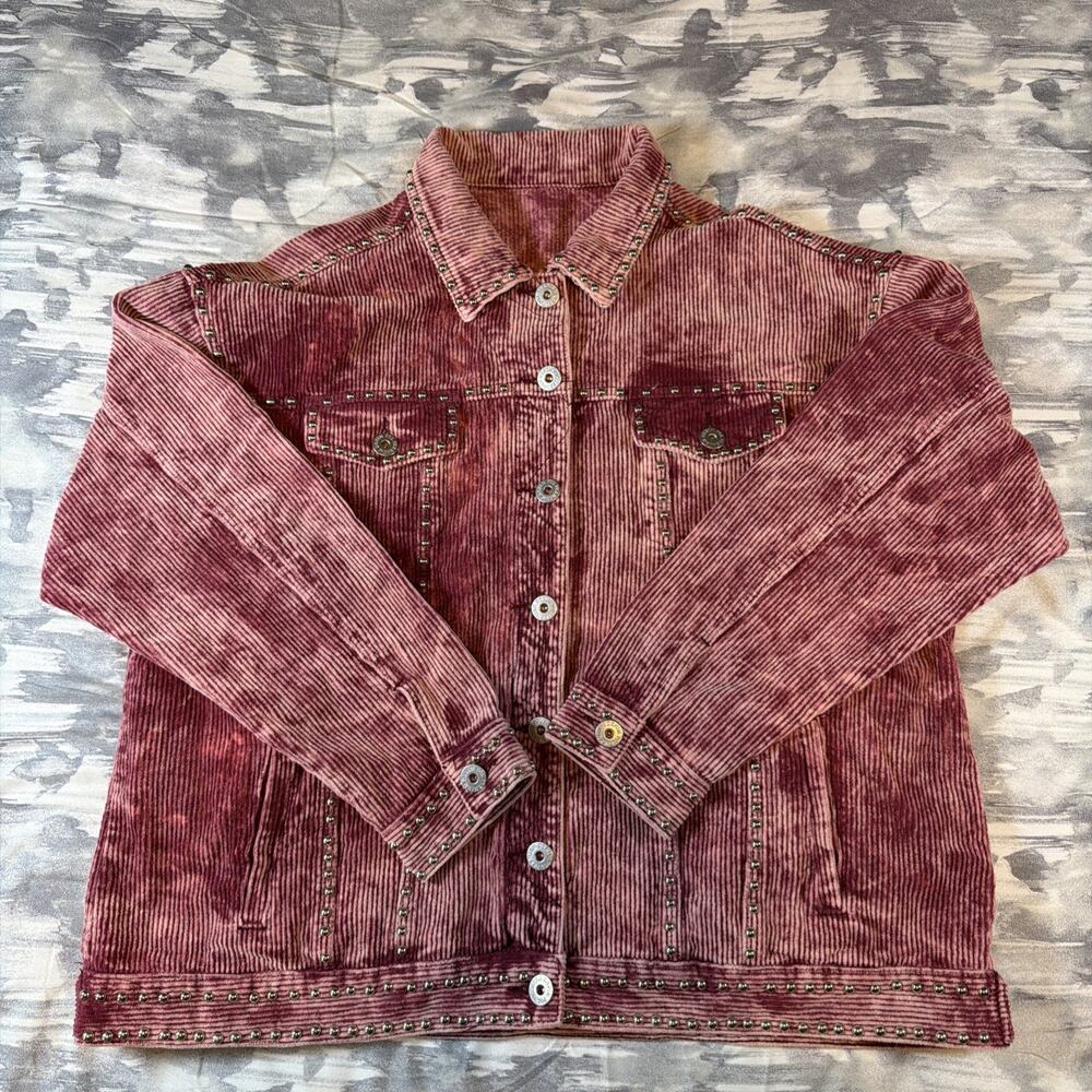 POL Pink Studded Corduroy Jacket Coat Shacket Western Vintage Gift Women’s XL 1X - Picture 2 of 16